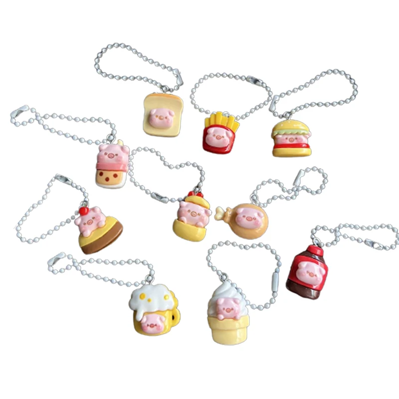 Simulated Food Cute Keychain Resin Kawaii Pig Keyring Bag Charm Pendant Decor Car Key Accessories For Girls Couple Lovely Gift