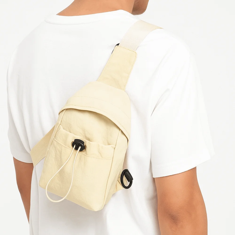 حقيبة صدر نسائية من النايلون برباط بلون سادة حقيبة الهاتف المحمول على الطراز الكوري حقيبة كتف خفيفة الوزن للسيدات والفتيات #1