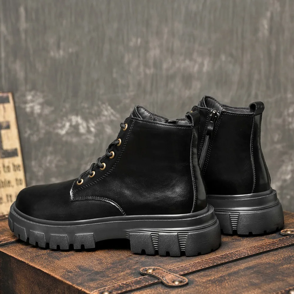 

Leather Shoes Round Toe Casual Sneaker High Boots LoafersWork Wear Fashion Ankle Boots Winter Boots for Men Soft and Comfortable