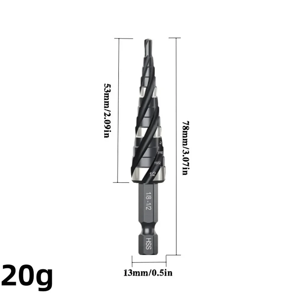 Heavy Duty Step Drill Set with 5 Pieces Featuring Four Blade Stability and Engraved Size Markings for Precision