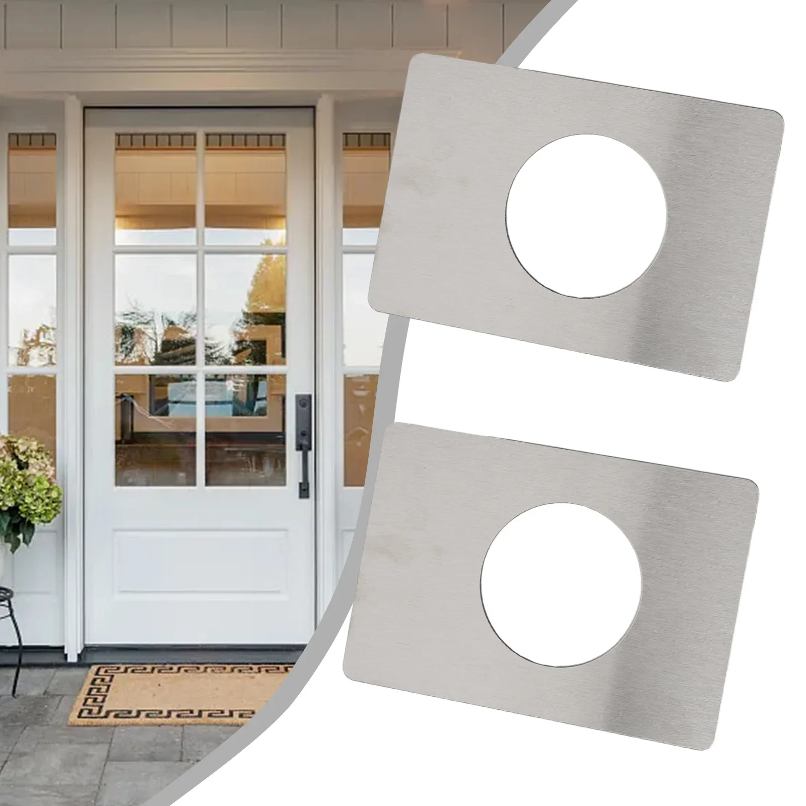 Tools Doors Lock Plate Deadbolt Door Knob Rust Resistant Silver Stainless Steel 2Pcs Rounded Corners High Quality