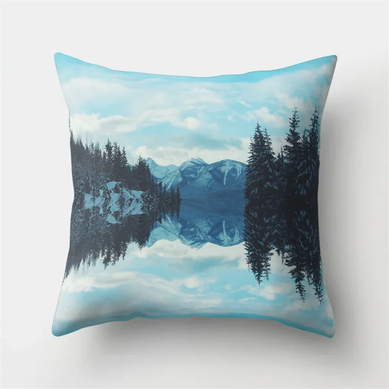 Blue Natural landscape charming landscape Decoration Pillowcase Living Room sofa Bedroom Home ecological decoration Pillowcase