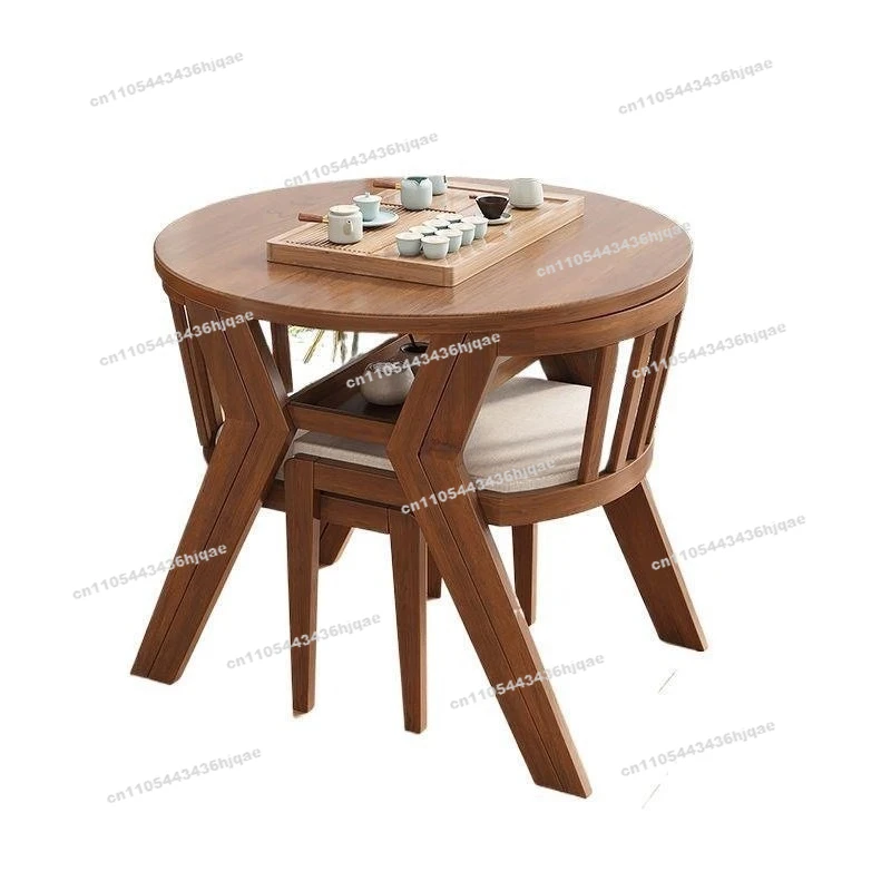Balcony Leisure Table and Chair Three-piece Set Solid Wood Two Chairs Combination Round Table Small Tea Drinking