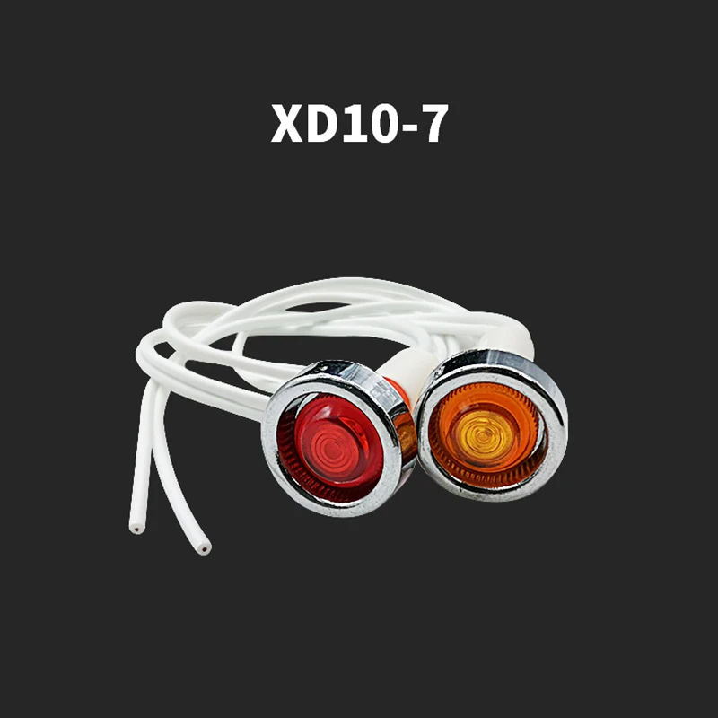 10pcs XD10-6 XD10-7 12V 24V 220V 380V 10mm Indicator light Signal light Pilot light with Wire