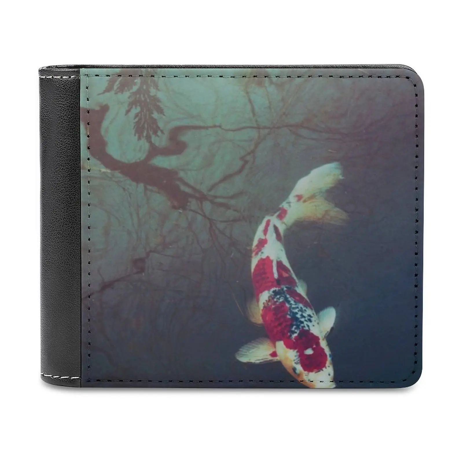 Pond Of Reflection New Men Wallets Pu Leather Men Purse High Quality Male Wallet Pond Aqua Koi Fish Zen Reflection Beauty Dark