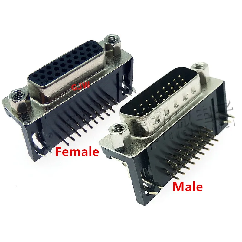 2PCS DR9 / 15 / 25 / 37 DB44 DR78 DB9 male / female welding plate plug 90 degree bent foot / pin serial port VGA socket