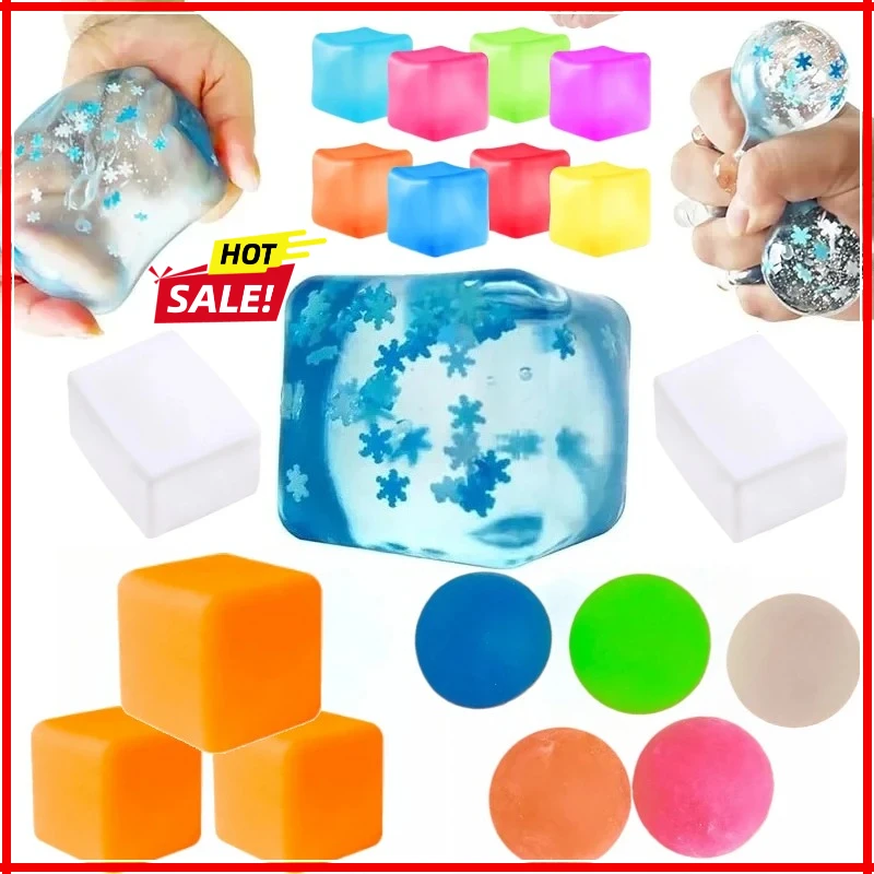 

Squishy Ice Cube Fidget Toys, Stress Relief Ball for Adults Kids Anxiety, Sensory Toys for Autism ADHD, Easter Christmas Gift