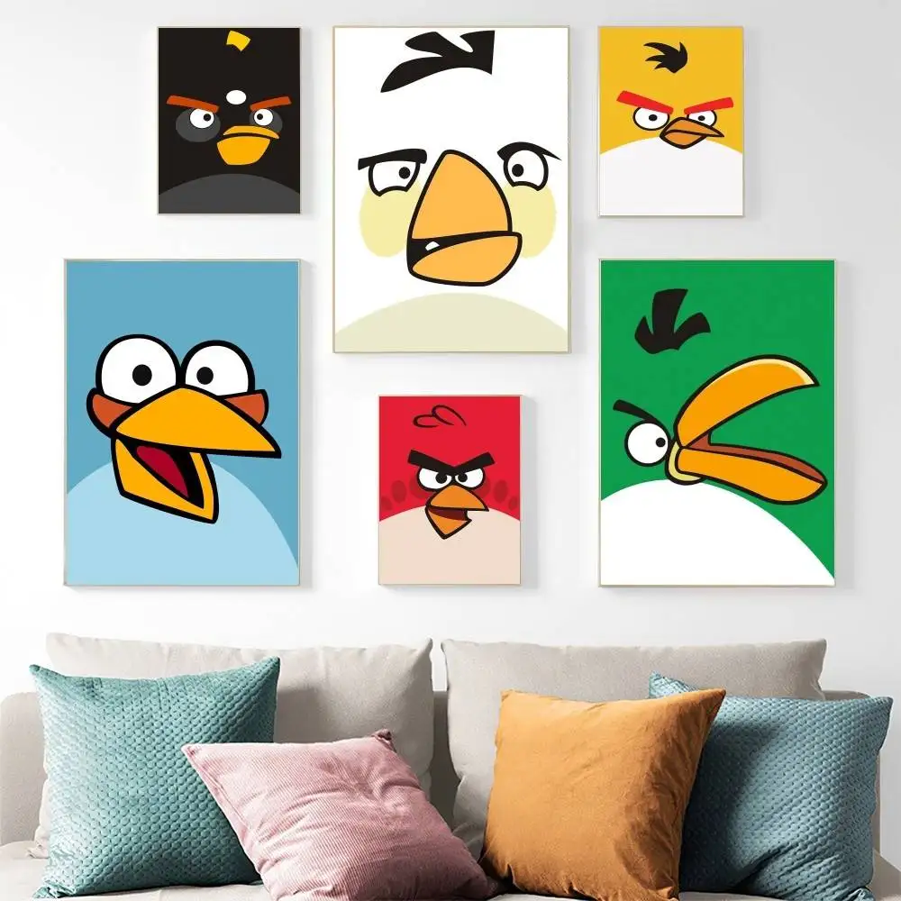 Game A-Angry Birds Poster Wall Art for Study Living Room Decor Unique Home Decoration Pictur Gift