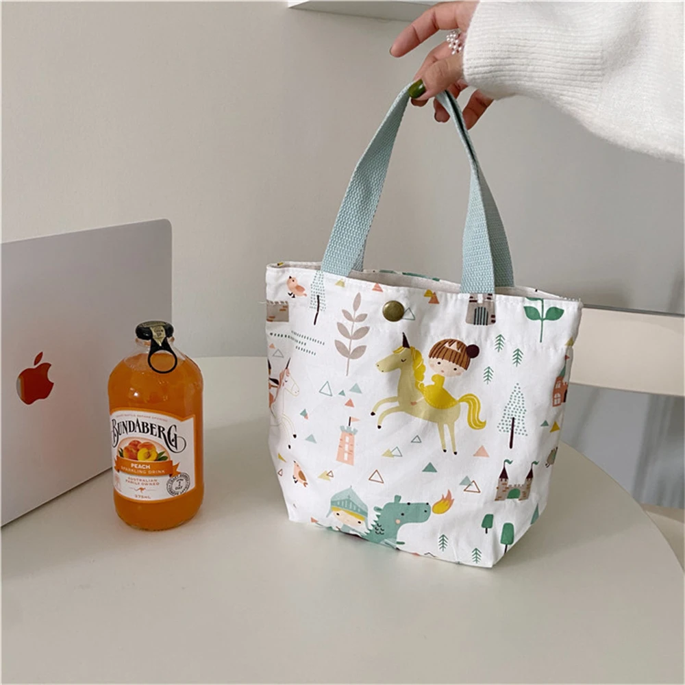 Small Fresh Portable Lunch Bag Female Mini Hand Carry Cloth Bag Leisure All-Match Handbag Environmental Shopping Bag Casual Tote