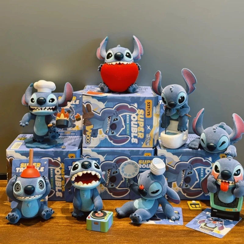 Auf Lager Neue 52 SPIELZEUG Blind Box Stich Super Trouble Maker Serie Kawaii Anime Modelle Mode Spielzeug Action Mädchen Geschenke Figur Sammeln