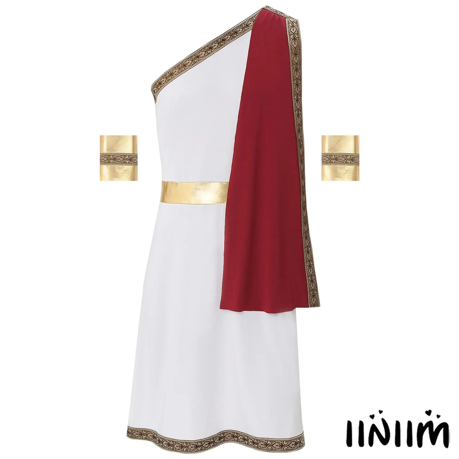 

Men's Ancient Greek Roman Prince Costume Toga Dress Set Caesar Party Cosplay Fancy Dress Halloween Masquerade Role-playing Suit