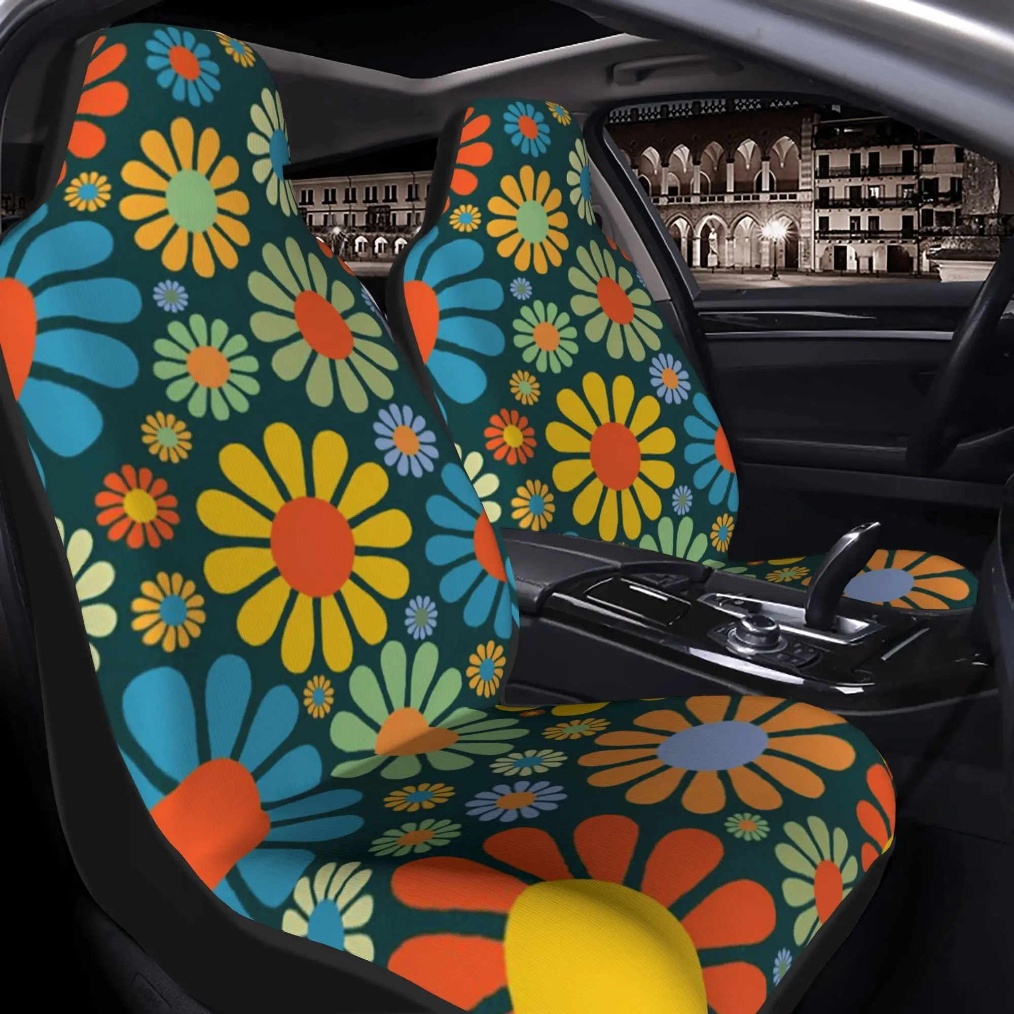 Groovy Flower Power Car Seat Covers, Stylish And Stylish, Full Surround Design, Comfortable And Breathable, Easy To Install, Pro