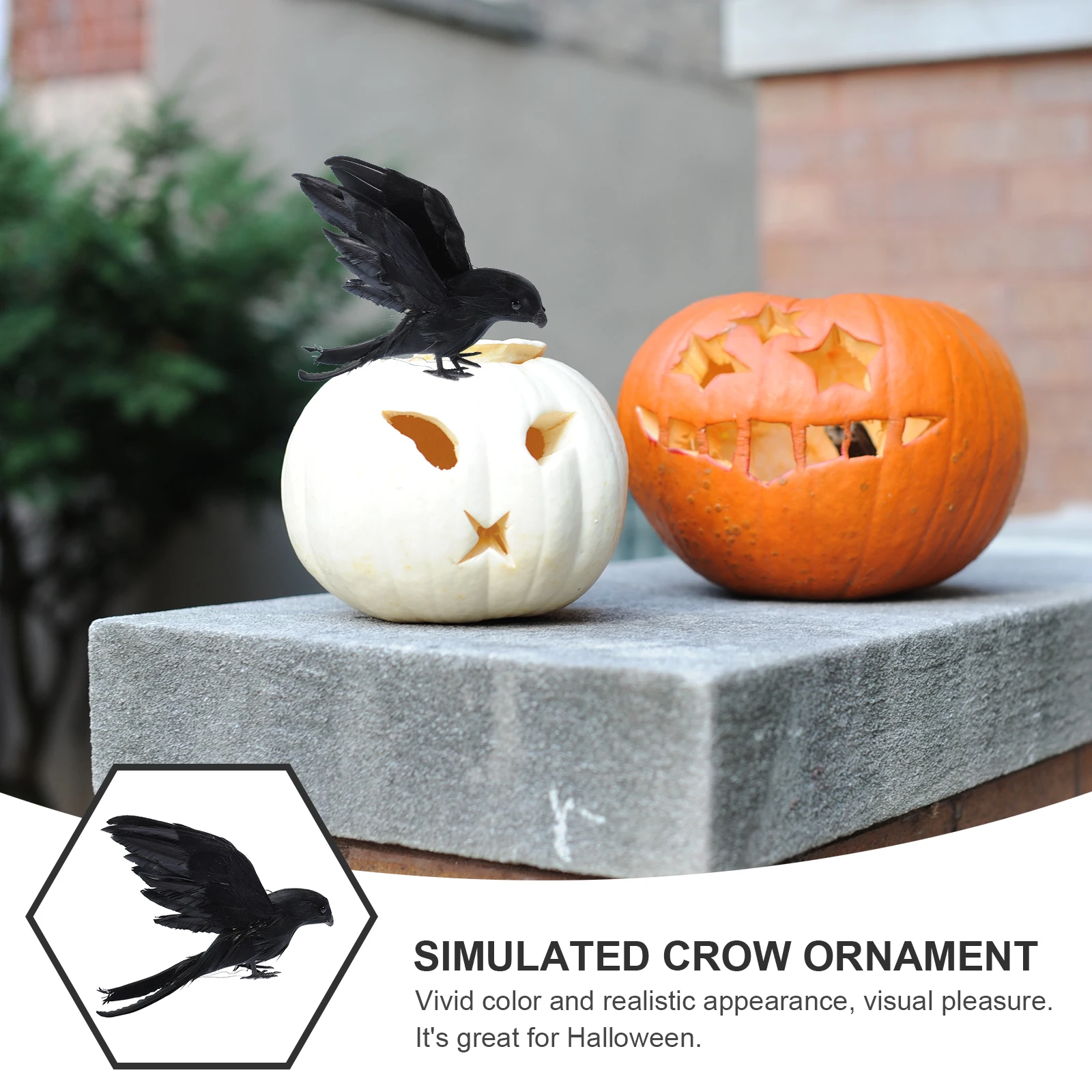 

Lifelike Plume Ornament Halloween Decor Realistic Garden Scene Layout Lightweight Desktop Decoration Simulated Statue Crow Bird