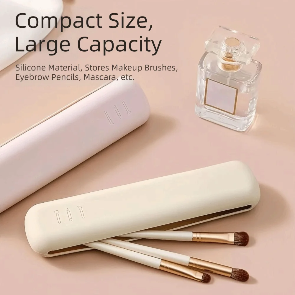 2PCS Silicone Material Makeup Brush Holder Portable Design Brush Organizer Makeup Sponge Case Sponge Storage Waterproof Fabric