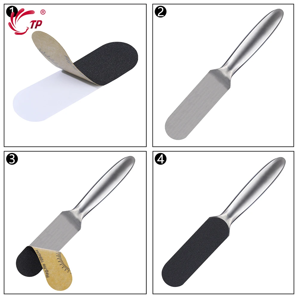 TP المهنية باديكير ملف عبوات ملف القدم الفولاذ المقاوم للصدأ مزيل الكالس قدم عرموش مع 10 منصات قابلة للاستبدال الخشنة غرامة #4