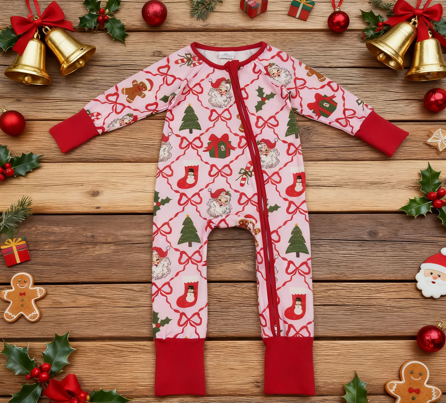 

Z925-12 LR2632 Комбинезон для маленьких девочек с пузырьками, детский цельный комбинезон для новорожденных, рождественская одежда для малышей