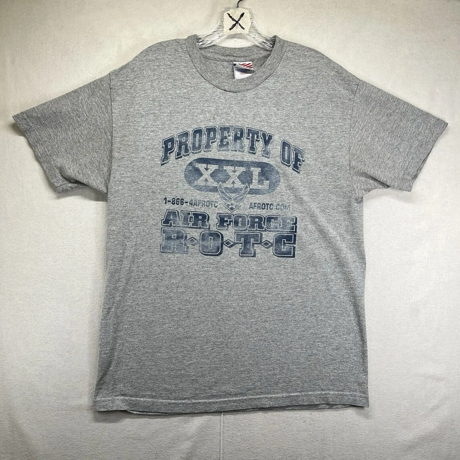Vintage Air Force ROTC T Shirt Large Made in USA Faded Graphic Property Of Logo