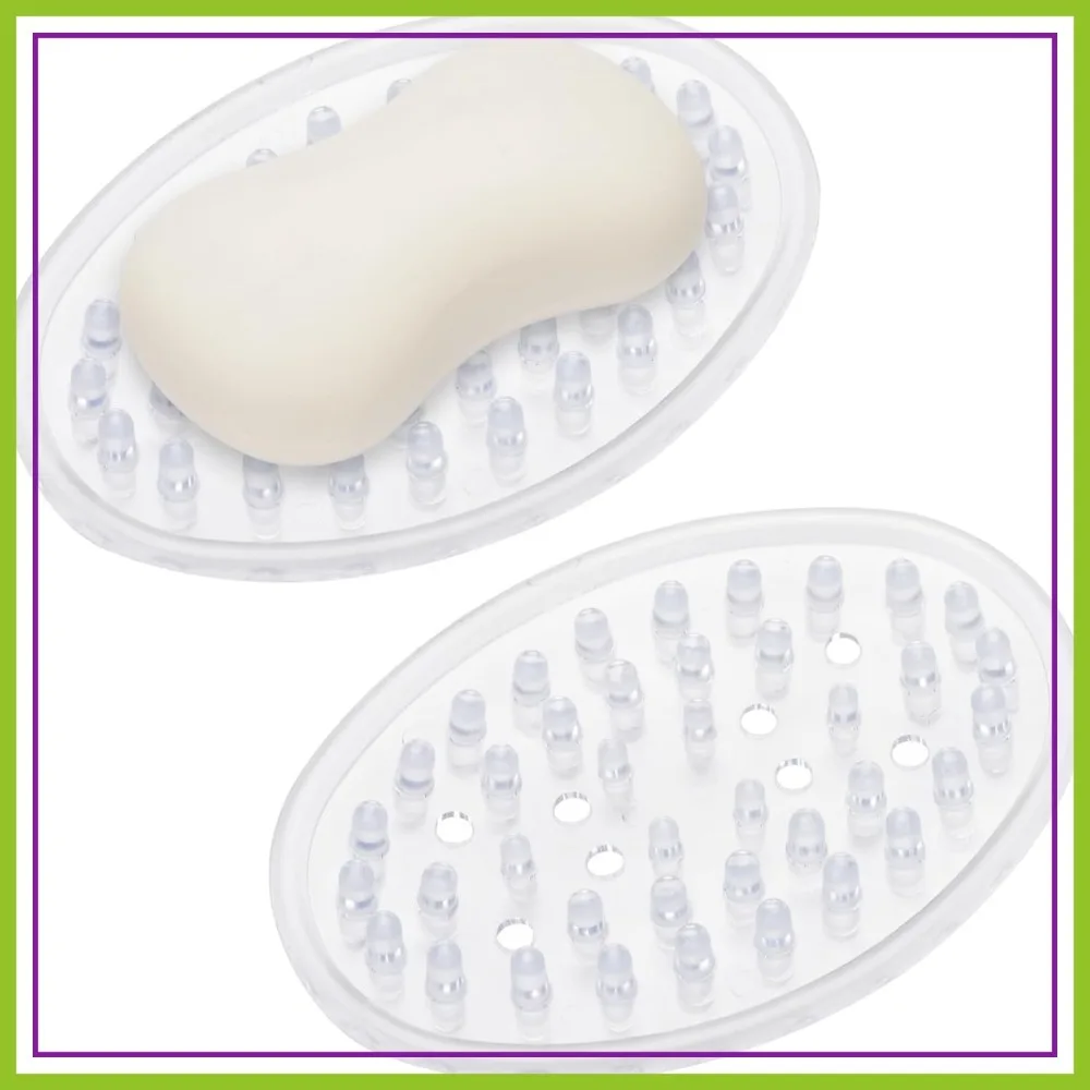 

2 Pack Clear Plastic Soap Dish with Holes, Self Draining Soap Holder for Bathroom Kitchen Counter