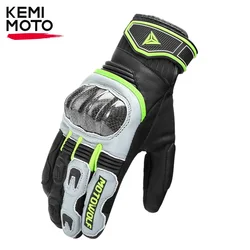 KEMIMOTO Retro Leather Motorcycle Gloves Moto Men's Gloves Summer Breathable Touch Screen Protective For Motocross Motorbike