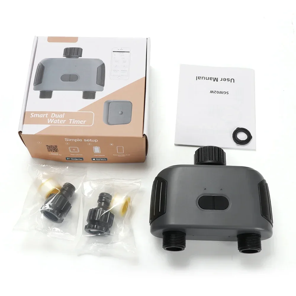 TNCE Tuya Smart Bluetooth Dual Hose Garden Irrigation Watering System Remote Garden Water Timer Rain Delay support Alexa