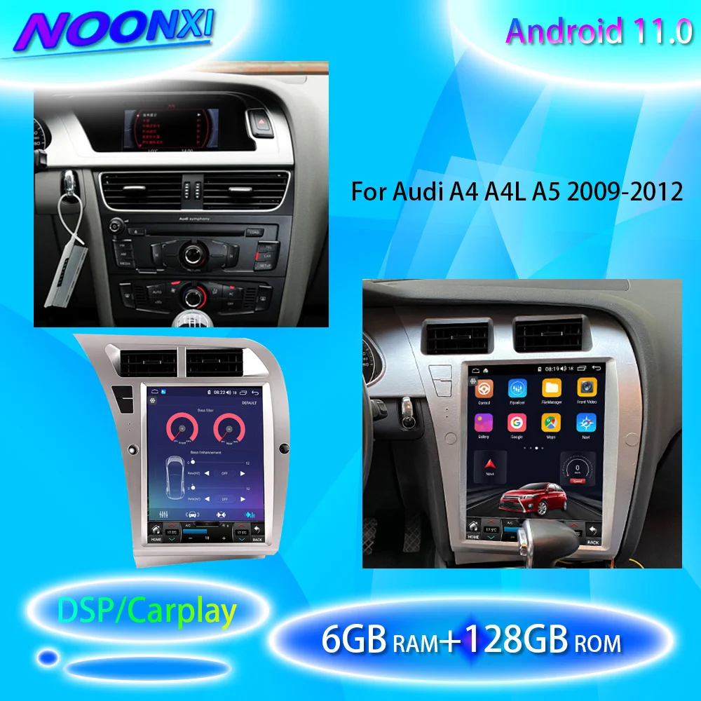 

Автомагнитола для Audi A4 A4L A5 2009-2012, стерео, мультимедийный плеер, GPS-навигация, сенсорный экран, головное устройство Carplay 6G + 128G Android11