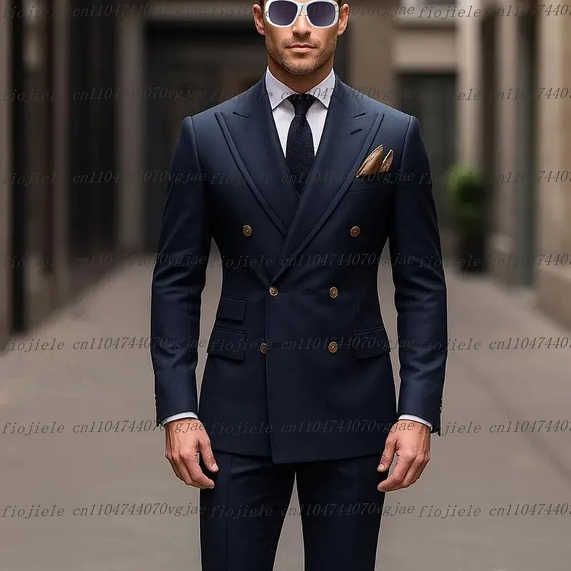 

Customized Navy Blue Men Suit Formal Occasion Wedding Party Groom Groomsman Business Prom Male Tuxedos 2 Piece Set Jacket Pants
