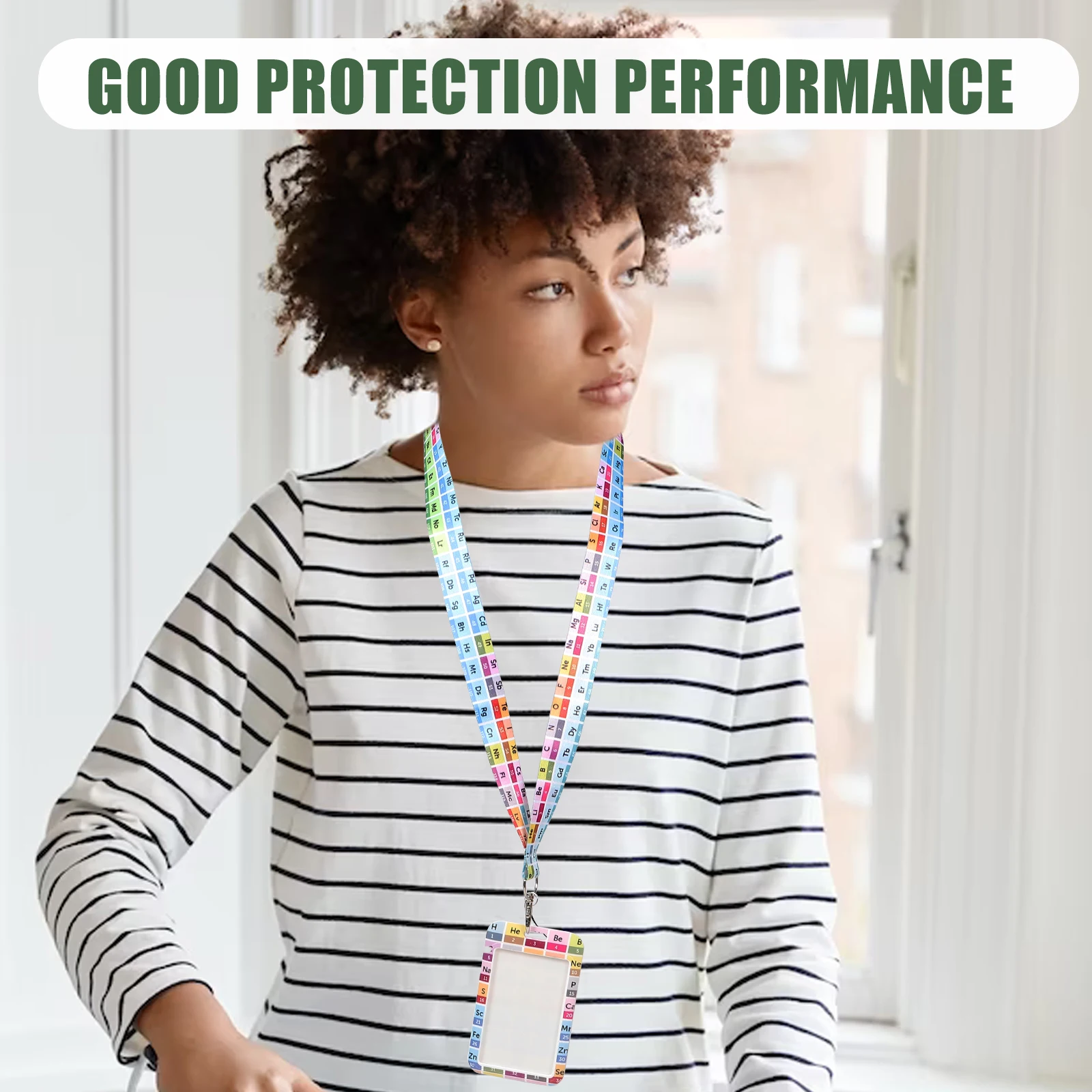 

Id Badge Holder Compact Wear-Resistant Lightweight Chemical Element Pattern Card Sleeve Student Teacher Id Card Protector