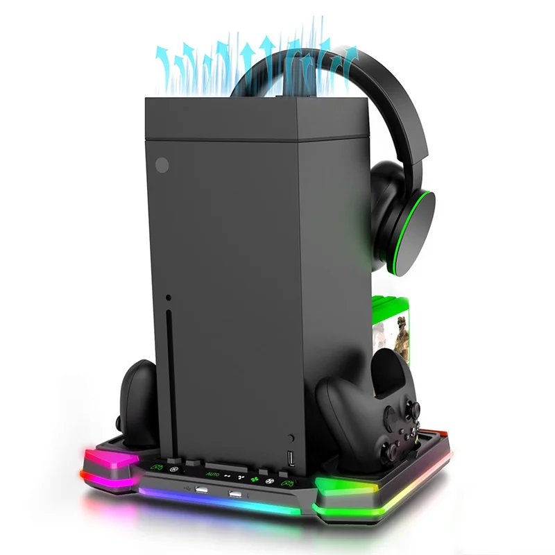 

Vertical Charging Stand PG-XBX028S Host Base RGB Light Disc Storage Rack For Series X