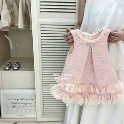 Girls' Velvet Dress 2025 Autumn/Winter New Fashionable High end Children's Baby Sparkling Princess Dress