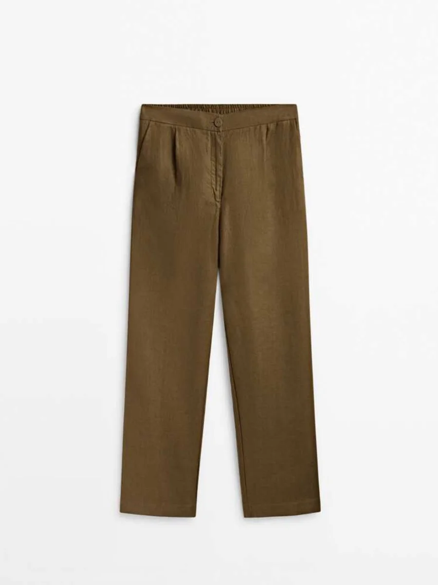 봄 신상 여성 캐주얼 스포츠 스타일 플리츠 스트레이트 롱 팬츠 편안하고 세련된 바지