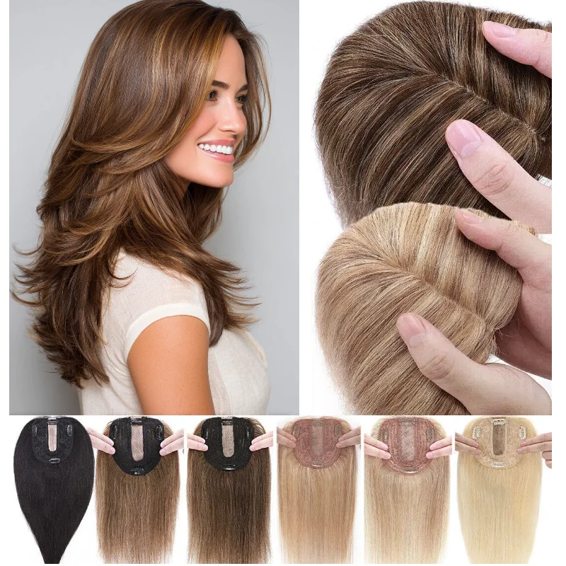 100-人毛マシンメイドヘアピース、クリップ式ウィッグ、女性用、カバー用、複数カラー（1b-4-6）在庫あり