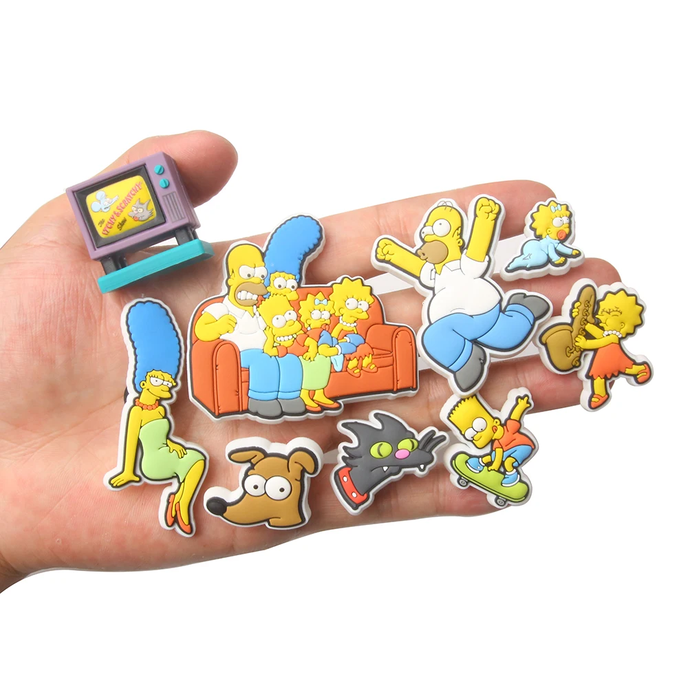 9-16pcs Hot toys Kawaii Simpson Shoe Charms For Slides Sandals, PVC Shoe Decorations Accessories For Christmas Gift Party Favor image 5