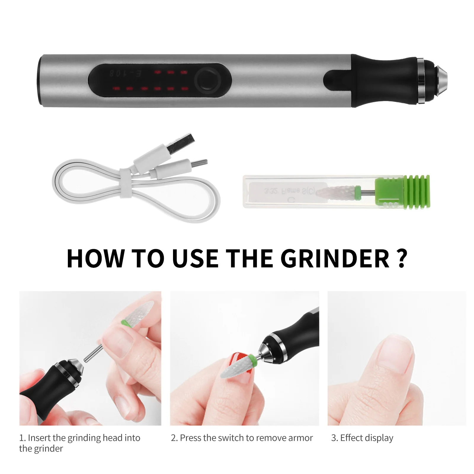 

USB Rechargeable Engraver Pen Small Portable DIY Metal Glass Stone Carving Polishing Tool Adjustable 3 Gears for Nail Ceramic