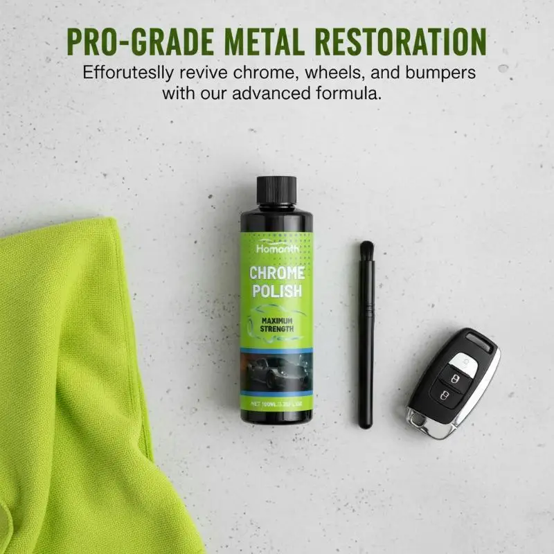 Auto Metal Polish for Rims Trim Exhaust Tips Removes Oxidation Restores Luster for Everyday Vehicle Cleaning Maintenance