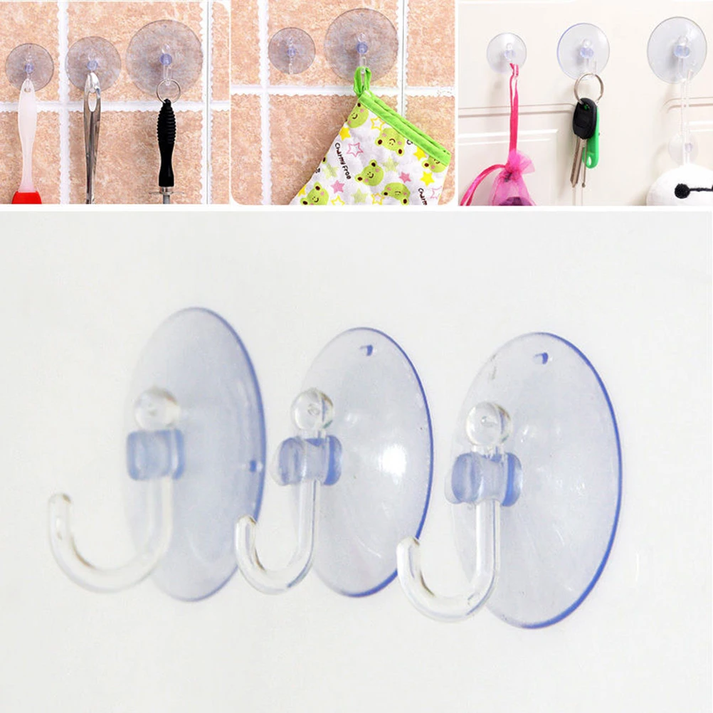 Transparent PVC Suction Cup Strong Self Adhesive Sucker Holders Hook Hanger Car Suction Cups Kitchen Bathroom Window Glass Decor