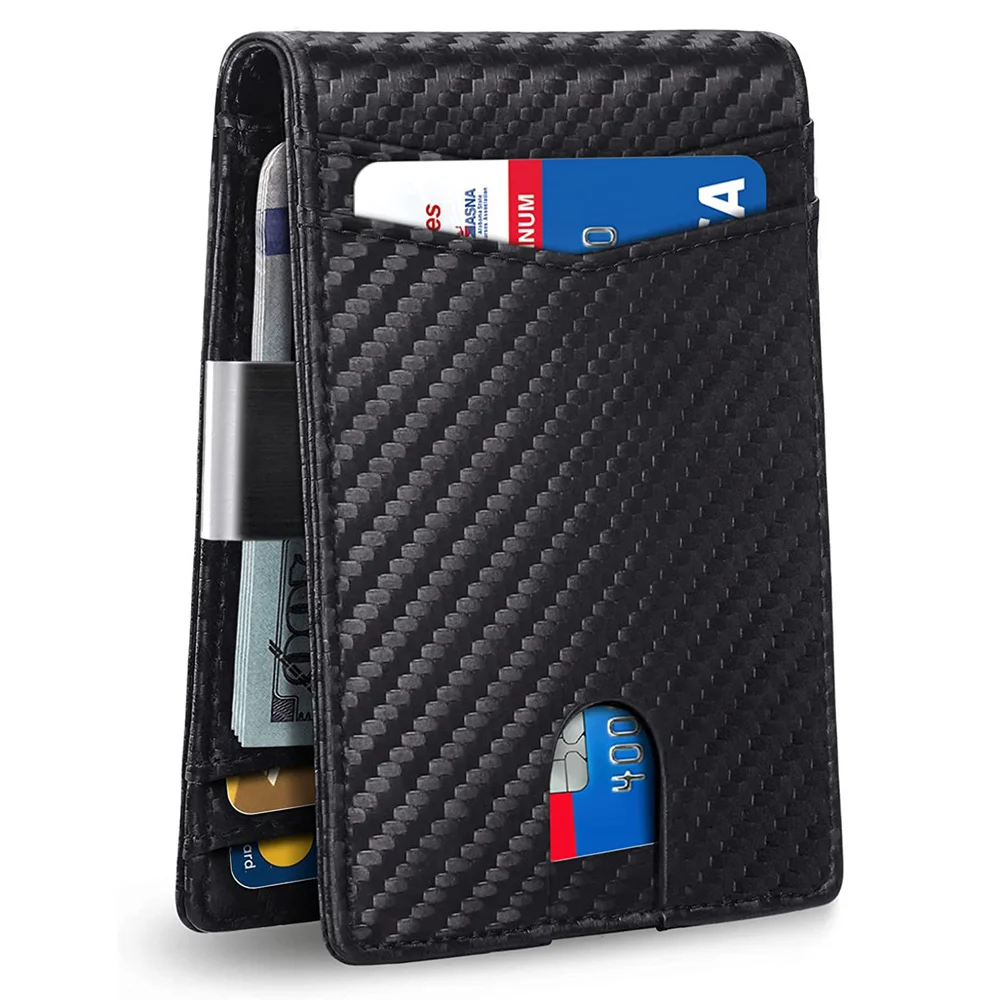 Men's Smart Genuine Leather Wallet Purse Bank Credit Card Holder For Men Slim Anti RFID Theft Wallet Money Clip Bag Cardholder