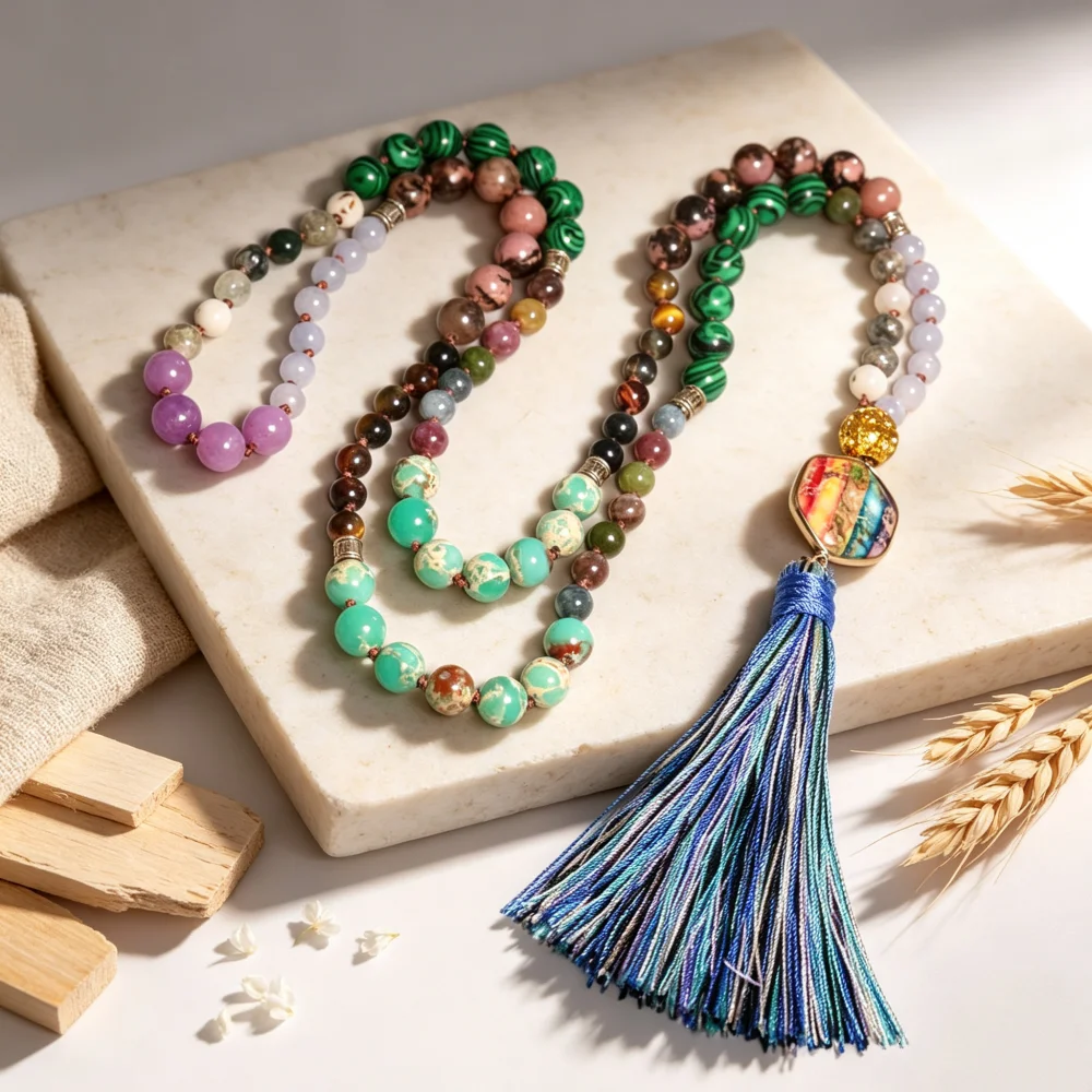 Natural green tourmaline necklace, exquisite fringed pendant, amethyst, mixed color combination for a fashionable look