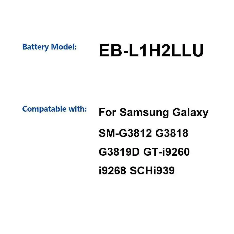 

Аккумулятор мобильного телефона EB-L1H2LLU 2100 мАч для Samsung Galaxy SM-G3812 G3818 G3819D GT-I9260 I9268 Schi939