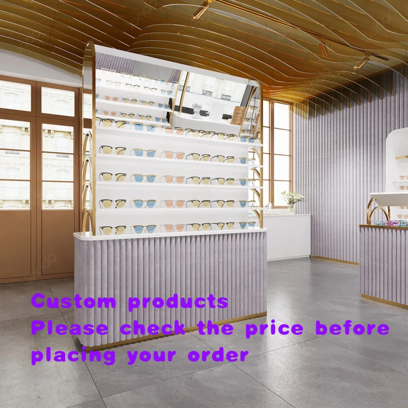 custom.SUNDO Purple Luxury Sunglasses Display Stand Eyeglasses Showcase White Drawer Storage Table High End Eyewear Display