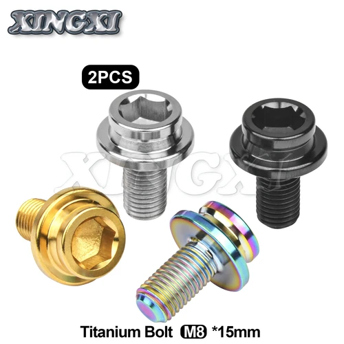 Xingxi-tornillo Extractor de perno de manivela para bicicleta, rueda de cadena de titanio Ti, 2 piezas, M8x15mm