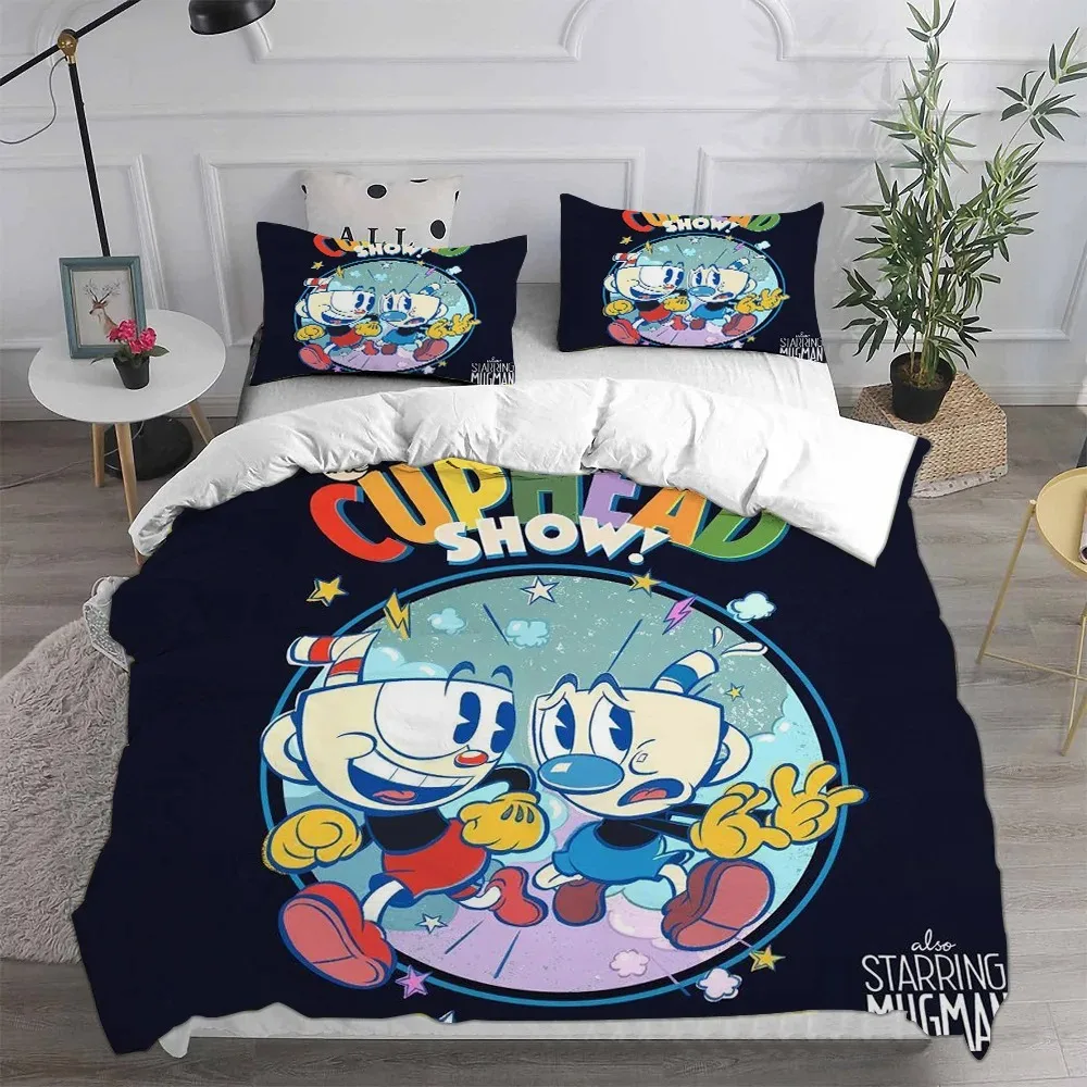 

New 3D Print Game Cartoon Cuphead Bedding Sets Comforter Quilt Bed Cover Duvet Cover Pillow Case3 Pieces Sets Kids Adult Size