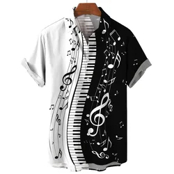 Men's Shirts For Men Funny Piano keys 3d Print Tops Casual Men's Clothing Summer Short Sleeved Tops Tee Loose Oversized Shirt