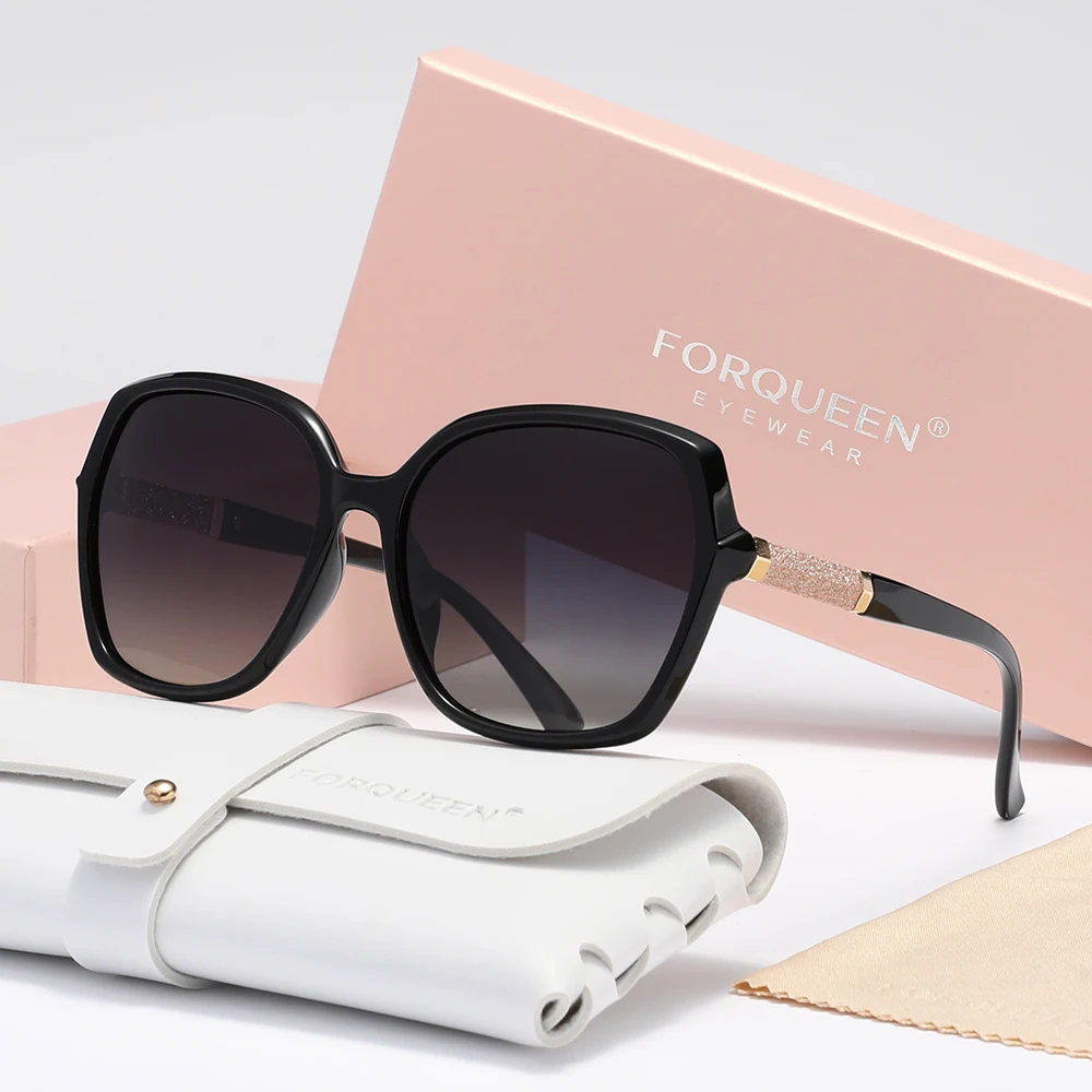 2025 FORQUEEN نظارات شمسية نسائية عصرية مستقطبة مضادة للأشعة فوق البنفسجية 400 بإطار كبير لقضاء عطلة للسيدات