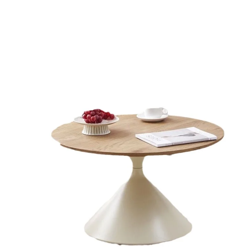 

Solid wood cream wind coffee table living room round mobile