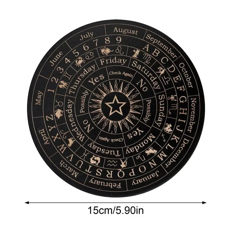 Tablero de péndulo de madera, placa Carven de energía de adivinación de luna y estrella, tabla de meditación curativa, adornos metafísicos, tablero de Ouija de Altar