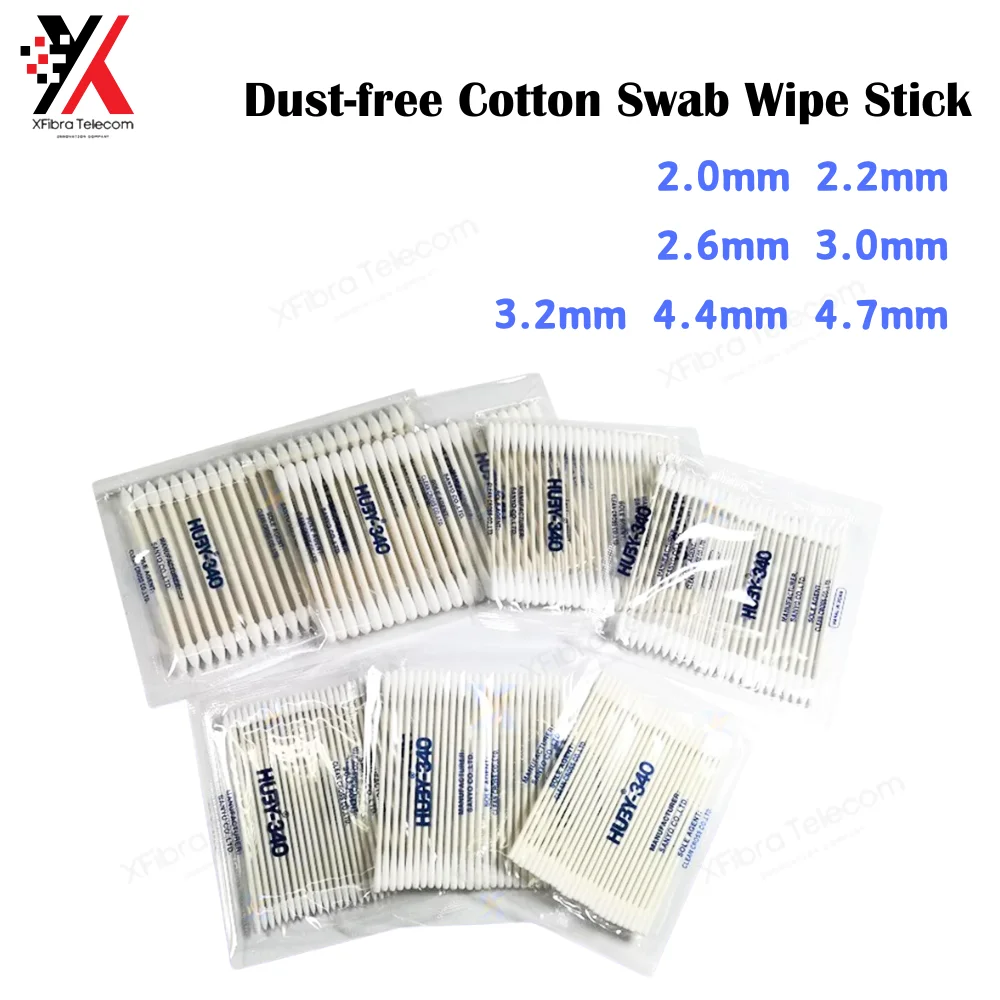 

10Bags/Lot Fiber Optical Connector Adaptor Cleaner HUBY-340 Dust-free Cotton Cwab Wipe Stick BB012 BB013