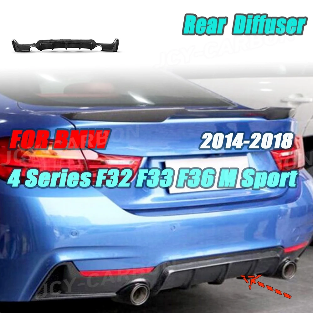 

JCYECF for BMW 4 Series F32 F33 F36 M Sport 2014-2018 Carbon Fiber Rear Diffuser Car Styling Rear Bumper Guard With Light Trims