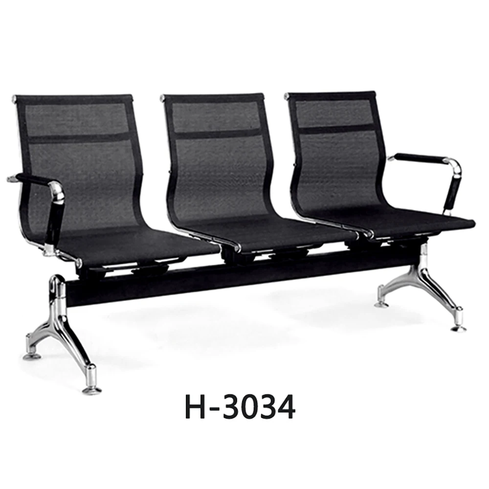 Hot Sale Steel Bench Seating 3 Seats Metal Frame Airport Waiting Chair For Public Area