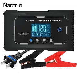 Full Automatic Car Battery Charger 12V/24V Smart Pulse Repair LCD Display Fast Power Smart Charging Wet Dry Lead Acid