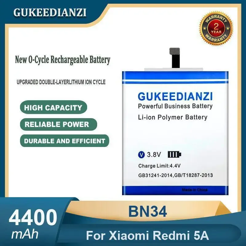 

High Capacity 4400mAh BN34 Mobile Phone Battery For Xiaomi Redmi 5A